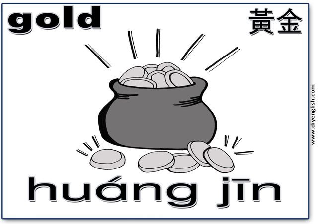 gold – Chinese & Pinyin flashcard