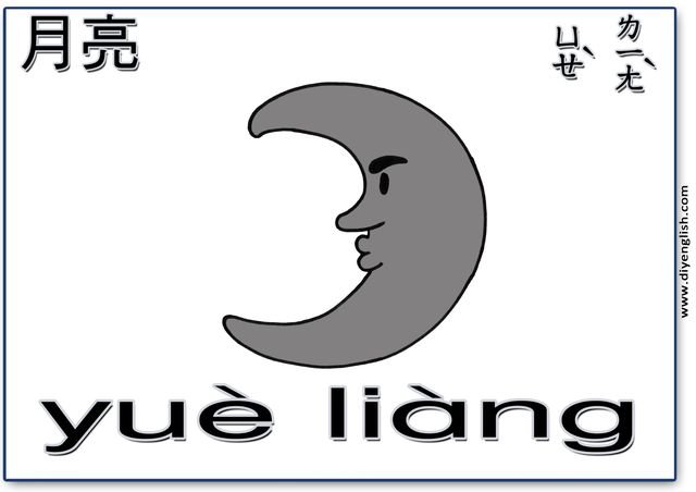 moon – Chinese & Pinyin flashcard