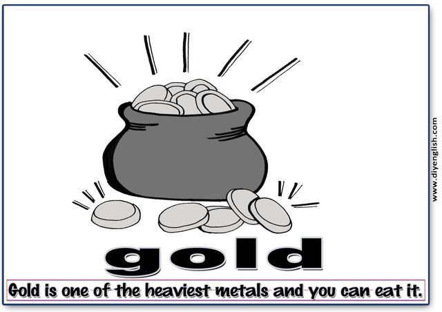 gold – Word & fun-fact sentence flashcard