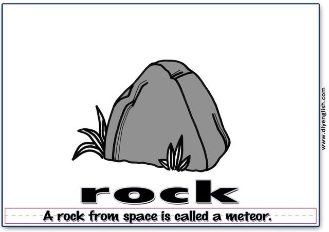 rock – Word & fun-fact sentence flashcard