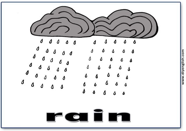 rain – English word flashcard