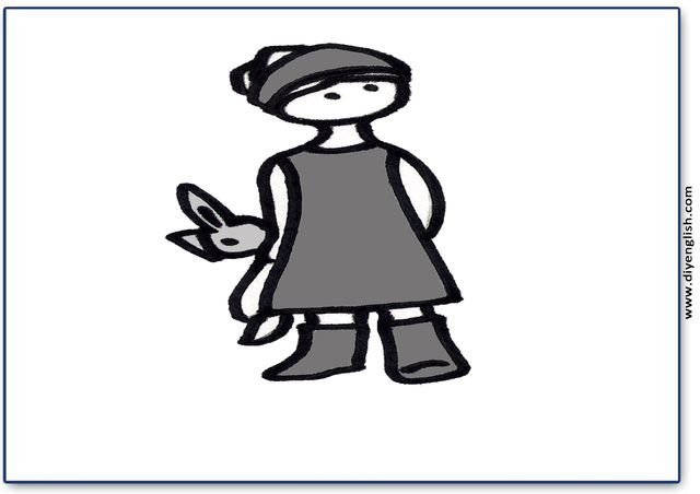 girl – Blank – colour & write flashcard