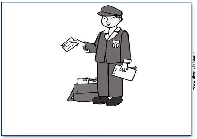 mail carrier – Blank – colour & write flashcard