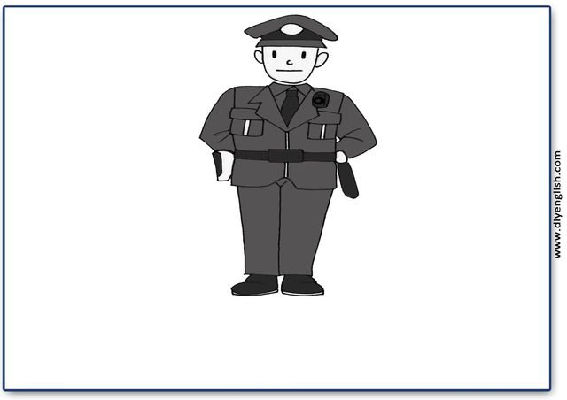 police officer – Blank – colour & write flashcard