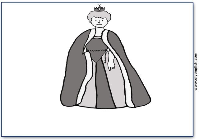 queen – Blank – colour & write flashcard