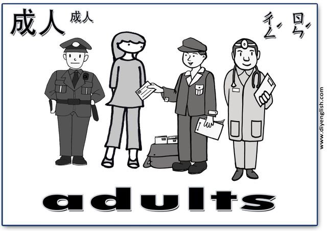 adults – Chinese & English flashcard