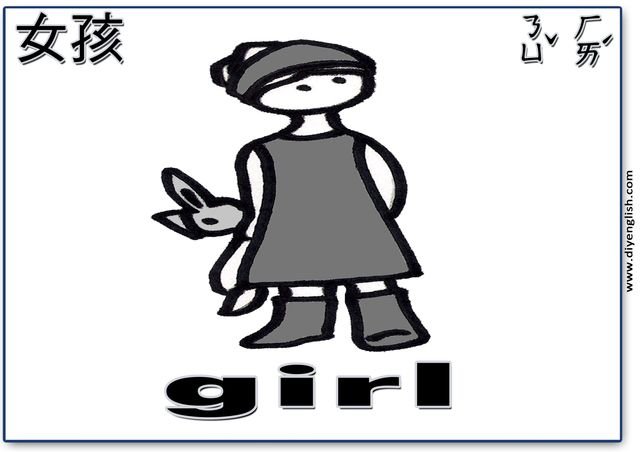 girl – Chinese & English flashcard