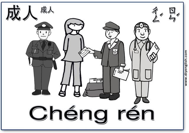adults – Chinese & Pinyin flashcard
