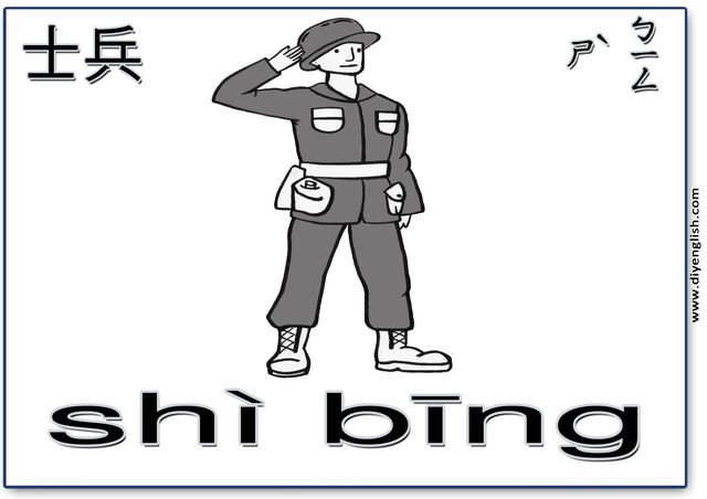 soldier – Chinese & Pinyin flashcard