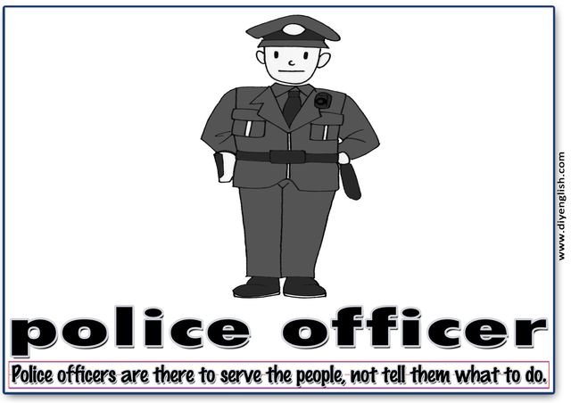 police officer – Word & fun-fact sentence flashcard