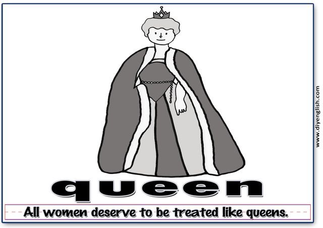 queen – Word & fun-fact sentence flashcard