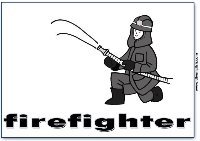 firefighter – English word flashcard