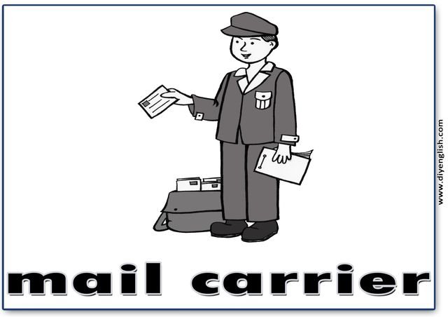 mail carrier – English word flashcard