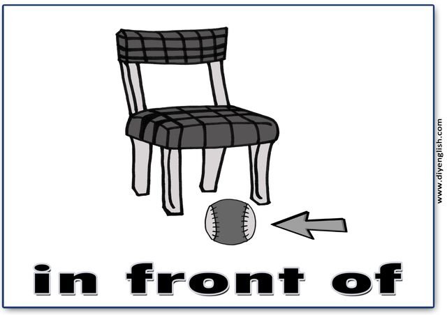 in front of – English word flashcard
