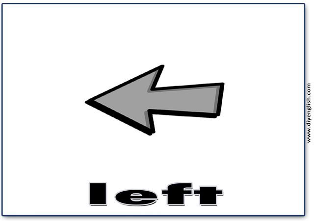 left – English word flashcard