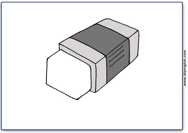 eraser – Blank – colour & write flashcard