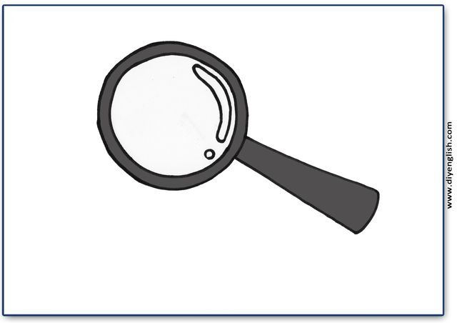 magnifying glass – Blank – colour & write flashcard