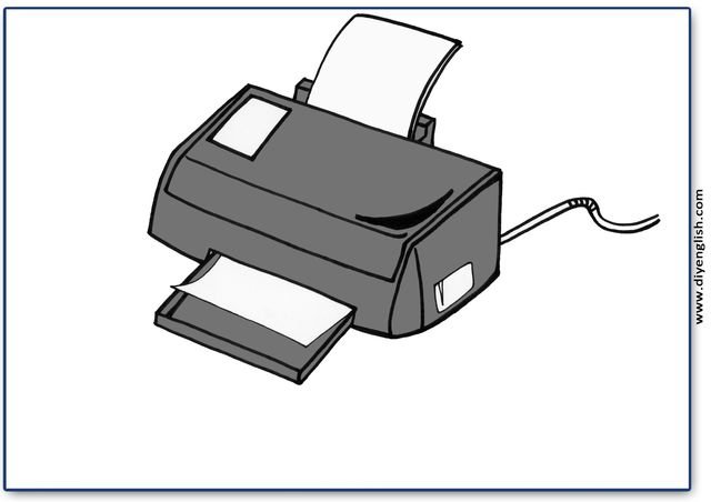 printer – Blank – colour & write flashcard