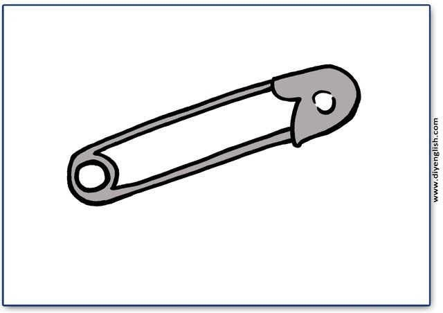 safety pin – Blank – colour & write flashcard