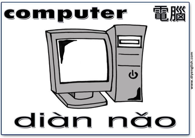 computer – Chinese & Pinyin flashcard