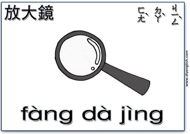 magnifying glass – Chinese & Pinyin flashcard