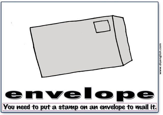 envelope – Word & fun-fact sentence flashcard