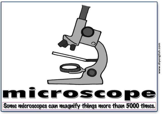 microscope – Word & fun-fact sentence flashcard