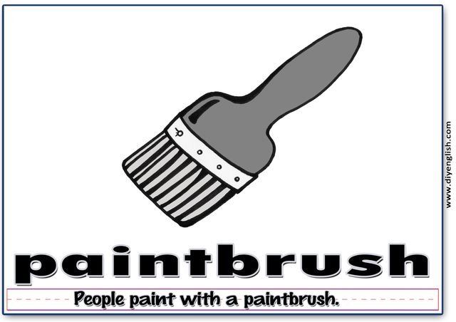 paintbrush – Word & fun-fact sentence flashcard