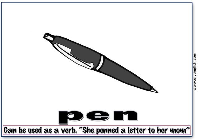 pen – Word & fun-fact sentence flashcard