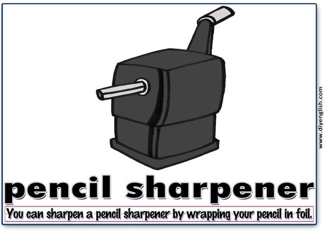pencil sharpener – Word & fun-fact sentence flashcard