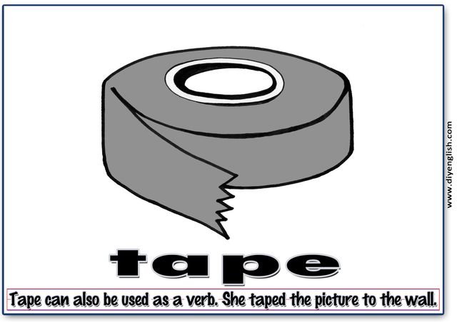 tape – Word & fun-fact sentence flashcard