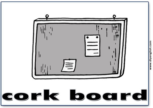 cork board – English word flashcard