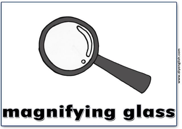 magnifying glass – English word flashcard