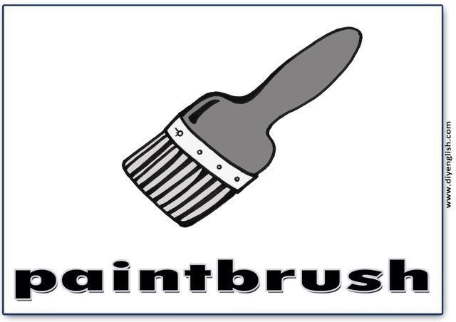 paintbrush – English word flashcard