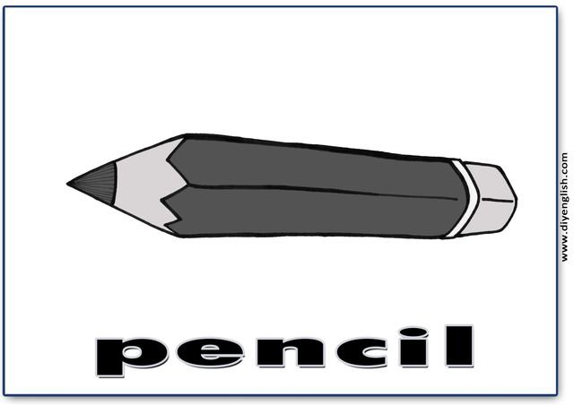 pencil – English word flashcard