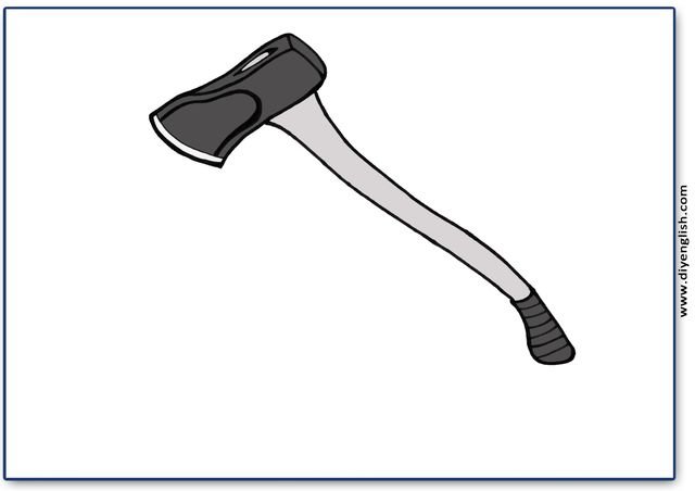 axe – Blank – colour & write flashcard