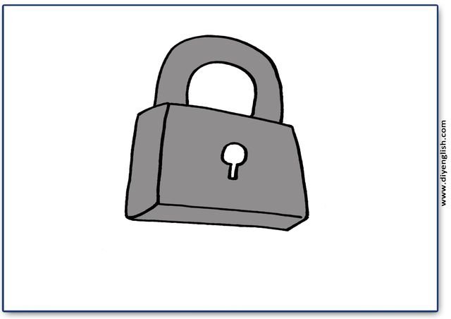 lock – Blank – colour & write flashcard