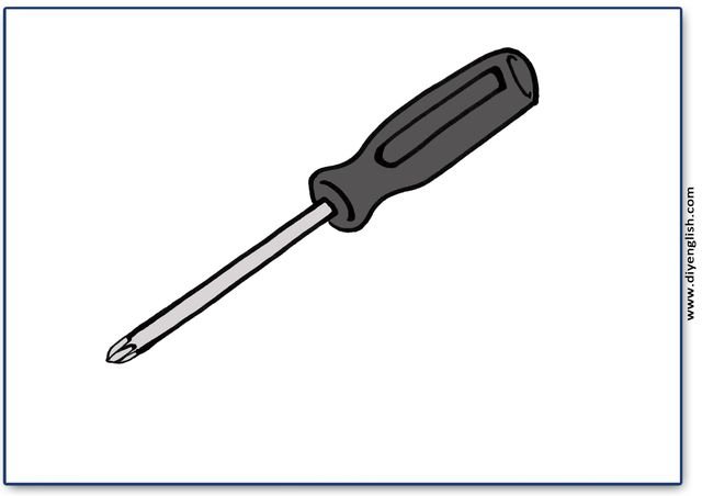 screwdriver – Blank – colour & write flashcard
