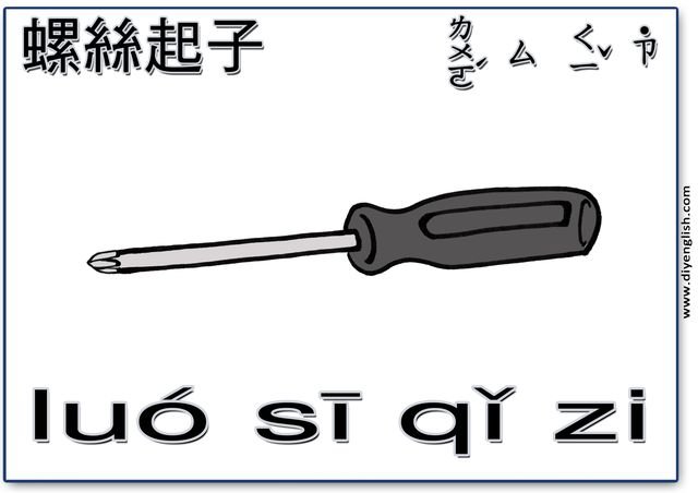screwdriver – Chinese & Pinyin flashcard