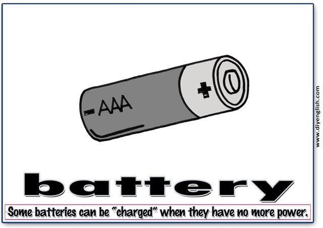 battery – Word & fun-fact sentence flashcard