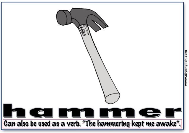 hammer – Word & fun-fact sentence flashcard