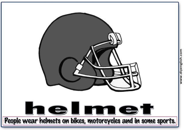 helmet – Word & fun-fact sentence flashcard
