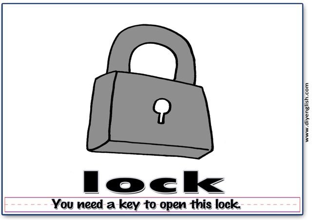 lock – Word & fun-fact sentence flashcard