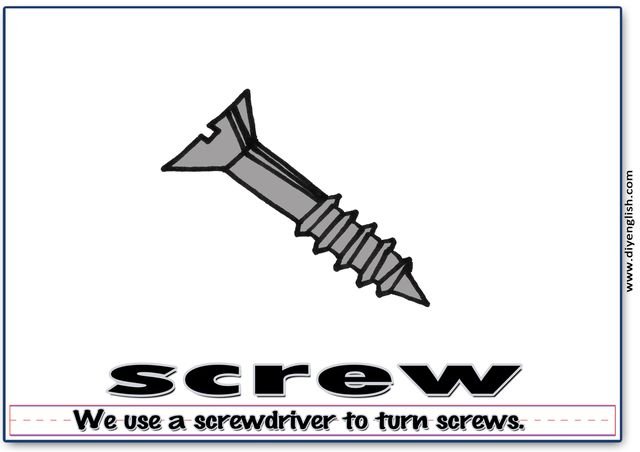 screw – Word & fun-fact sentence flashcard