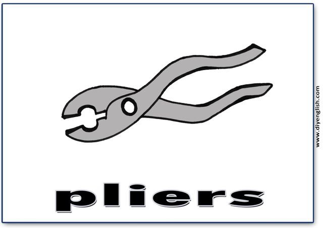 pliers – English word flashcard