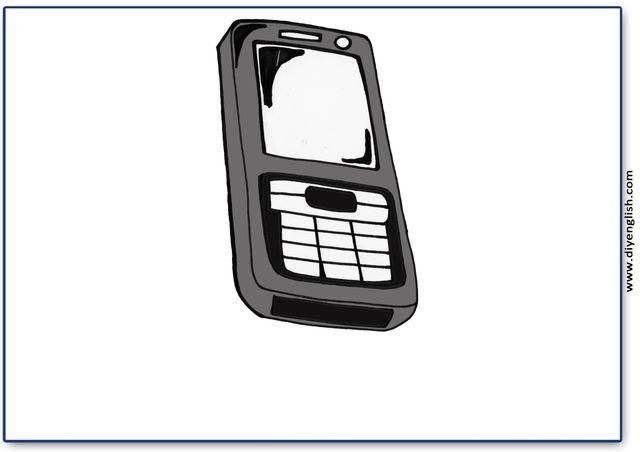 cell / mobile phone – Blank – colour & write flashcard