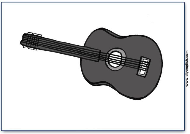 guitar – Blank – colour & write flashcard