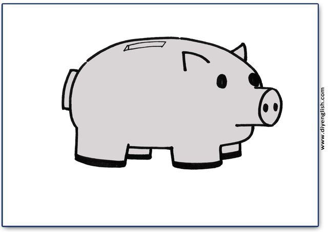 piggy bank – Blank – colour & write flashcard