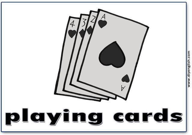 playing cards – Word & fun-fact sentence flashcard