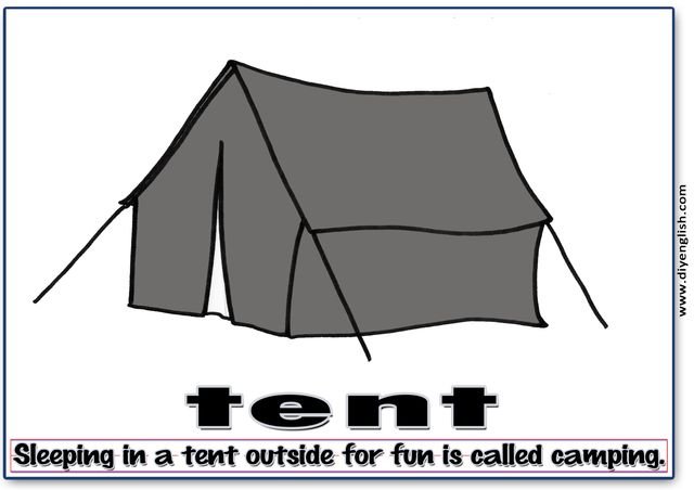 tent – Word & fun-fact sentence flashcard